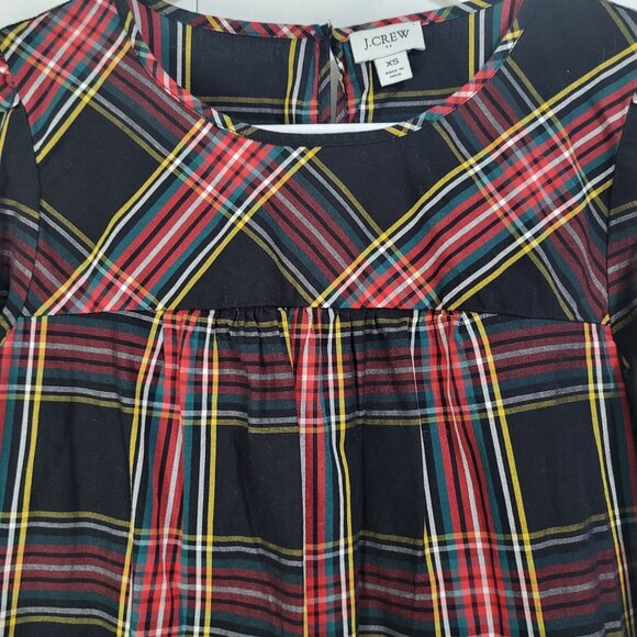 J. Crew Womens XS Tartan Puff-Sleeve Blouse Top Stretch Poplin Plaid - Picture 4 of 10